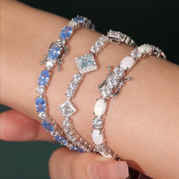 Birthstone Bracelets Sterling Silver Tennis Bracelets Charm Fine Jewelry Birthda - Picture 8 of 8